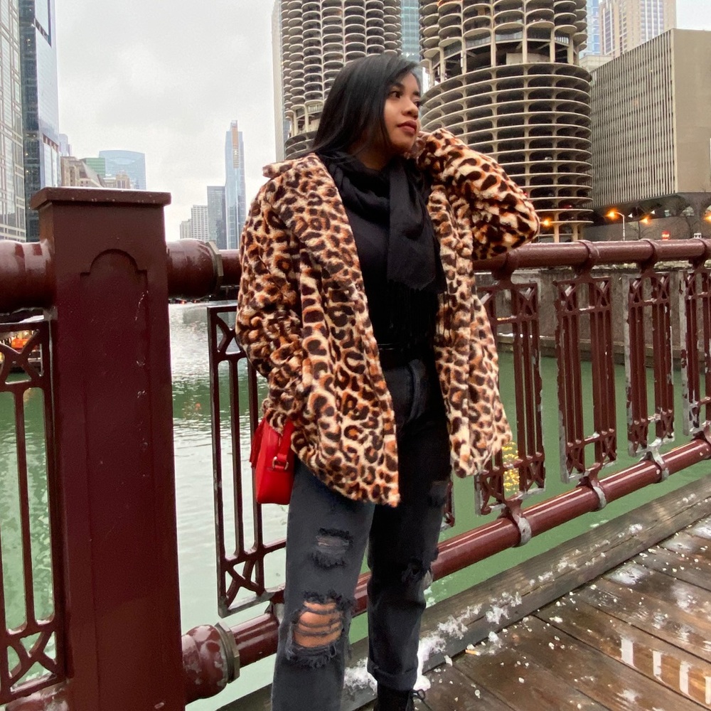 Leopard faux fur jacket